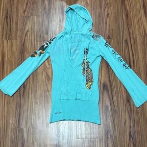 Y2K Vintage Ed Hardy Long Hoodie Top